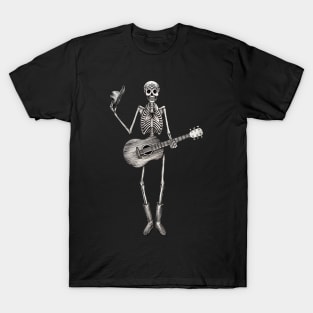 Cowboy sugar skull playing guitar day of the dead. T-Shirt